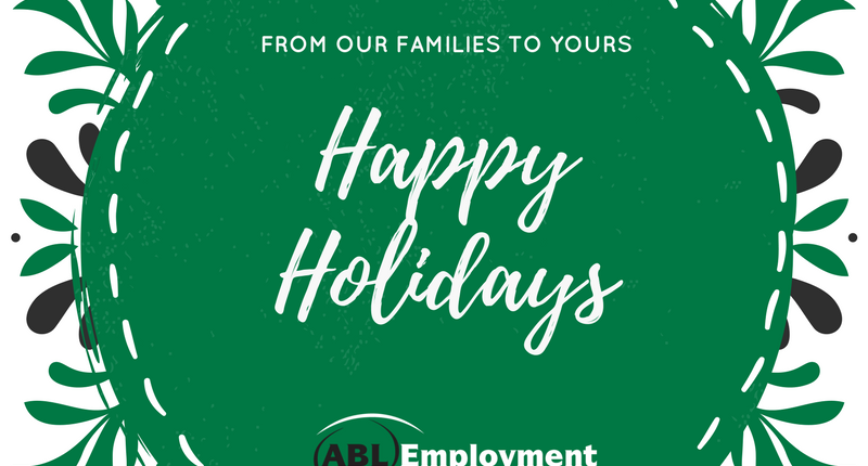 Happy Holidays card from ABL Employment