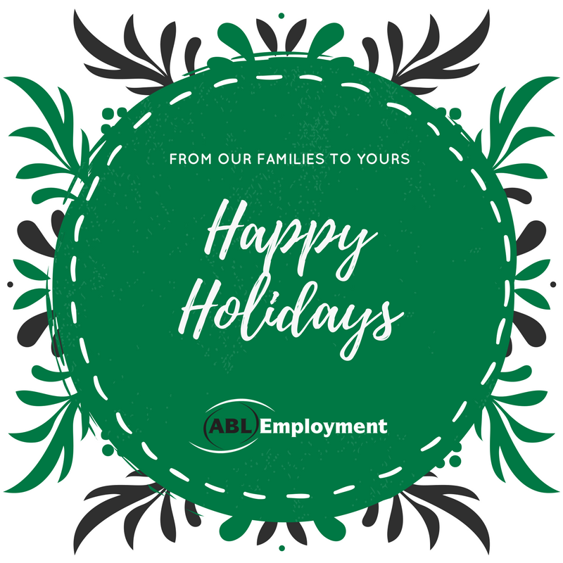 Happy Holidays card from ABL Employment