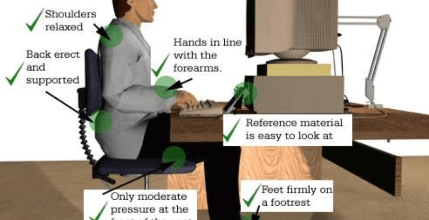 illustration of best practices for working at a desk"