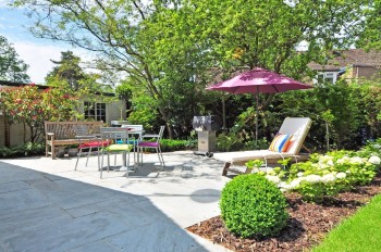 stone patio in a residential garden