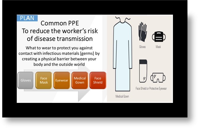 screenshot from PDT training presentation: common PPE wear.