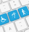 keyboard keys have accessibility icons on them
