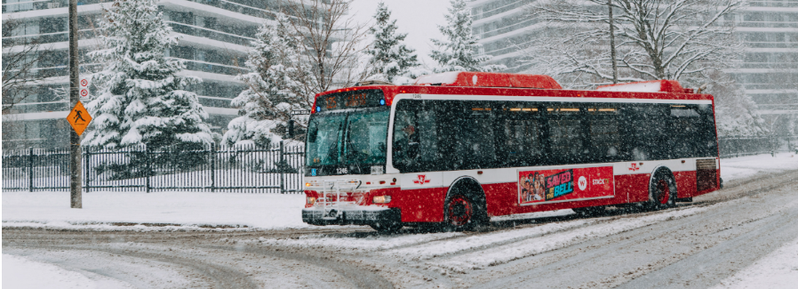 public bus on a snowy day